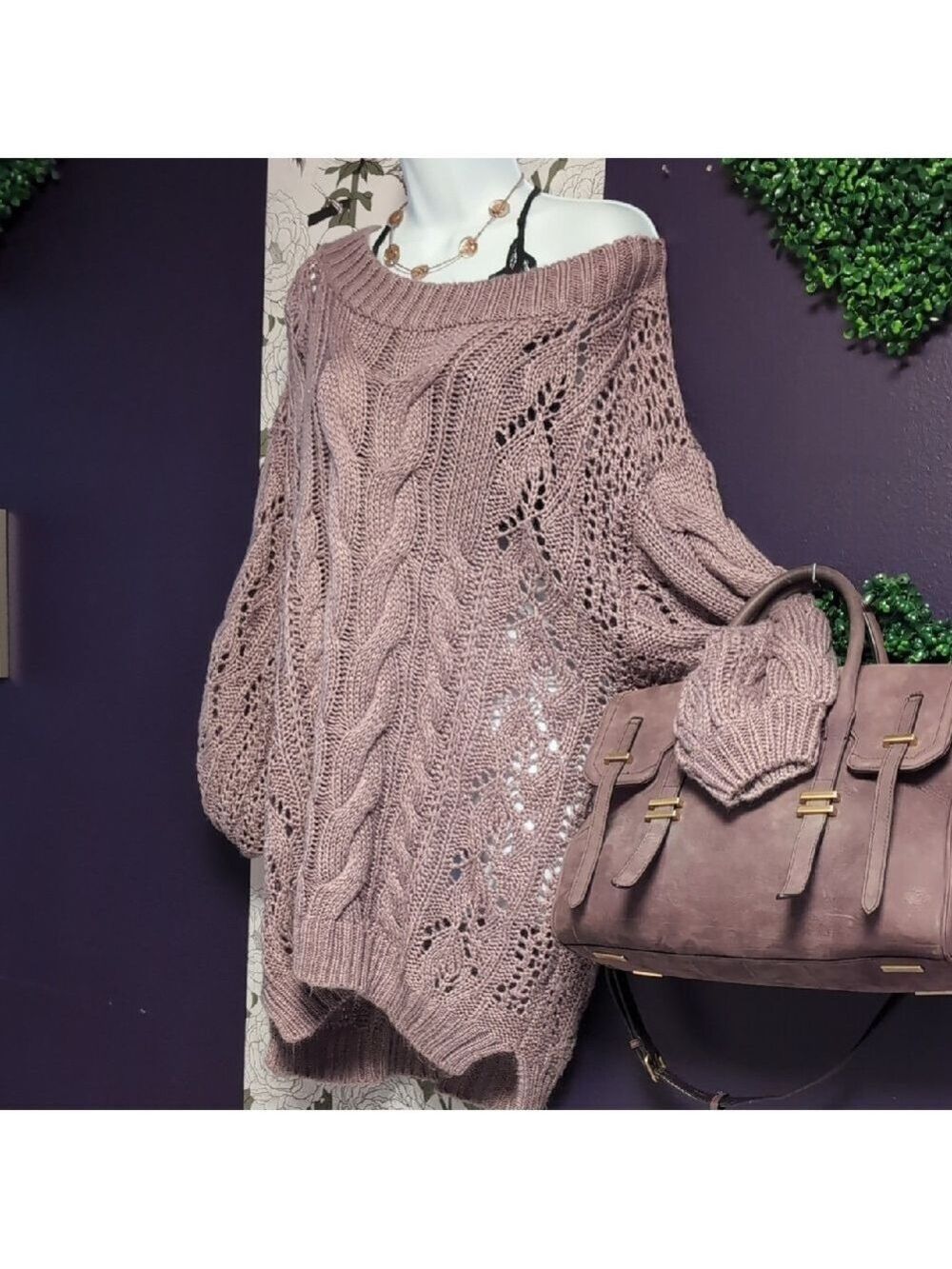 3 Bird Nest Lilac Off-the-Shoulder Sweater - Picture 3 of 6